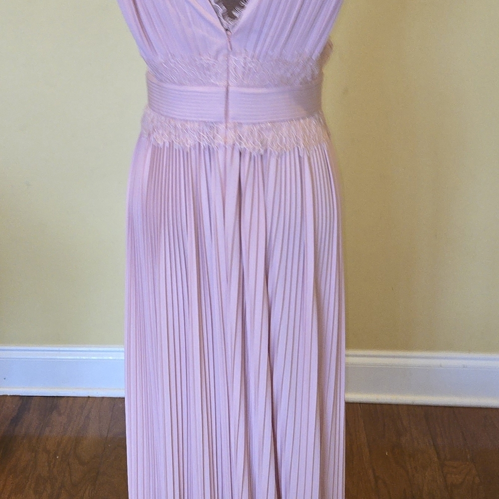 ASOS Blush Maxi Dress Pink Maternity Dress With Lace Trim And Two Front Splits - Picture 5 of 11